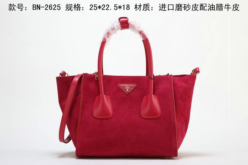 2014 Prada Suede Leather Tote Bag BN2625 rosered